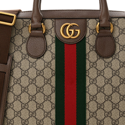 Gucci GG Supreme Monogram Textured Calfskin Web Medium Ophidia Briefcase Beige Ebony New Acero 8 of 10