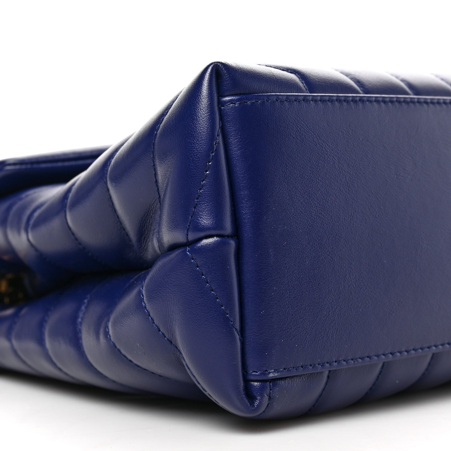 Calfskin Y Quilted Monogram Medium Loulou Chain Satchel Blue Saphir