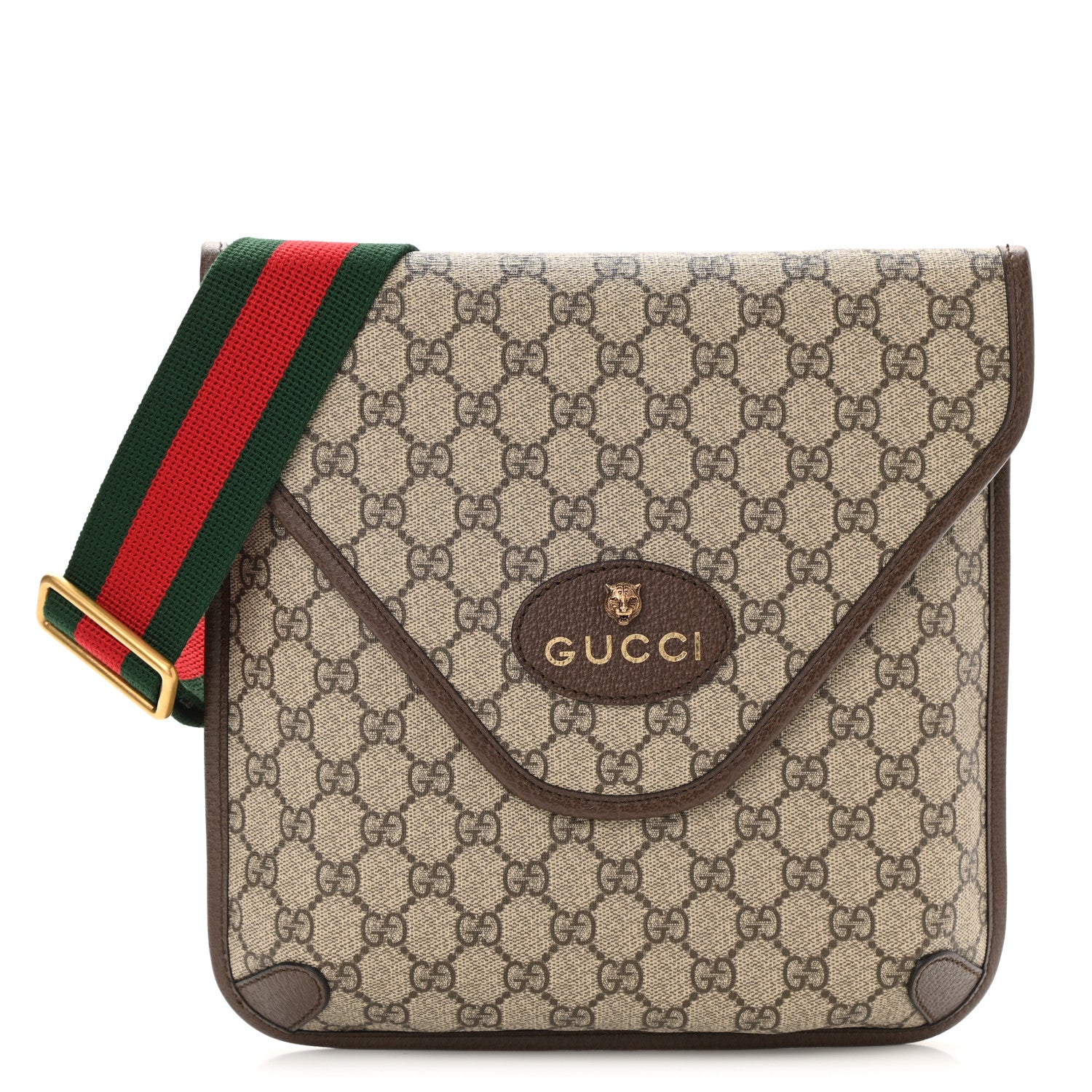 Gucci GG Supreme Monogram Web Medium Neo Vintage Flap Messenger Bag Beige New Acero 1 of 8