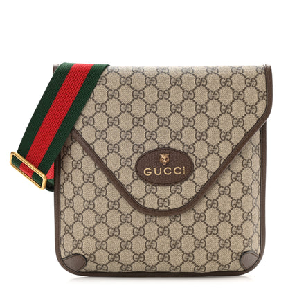 Gucci GG Supreme Monogram Web Medium Neo Vintage Flap Messenger Bag Beige New Acero 1 of 8
