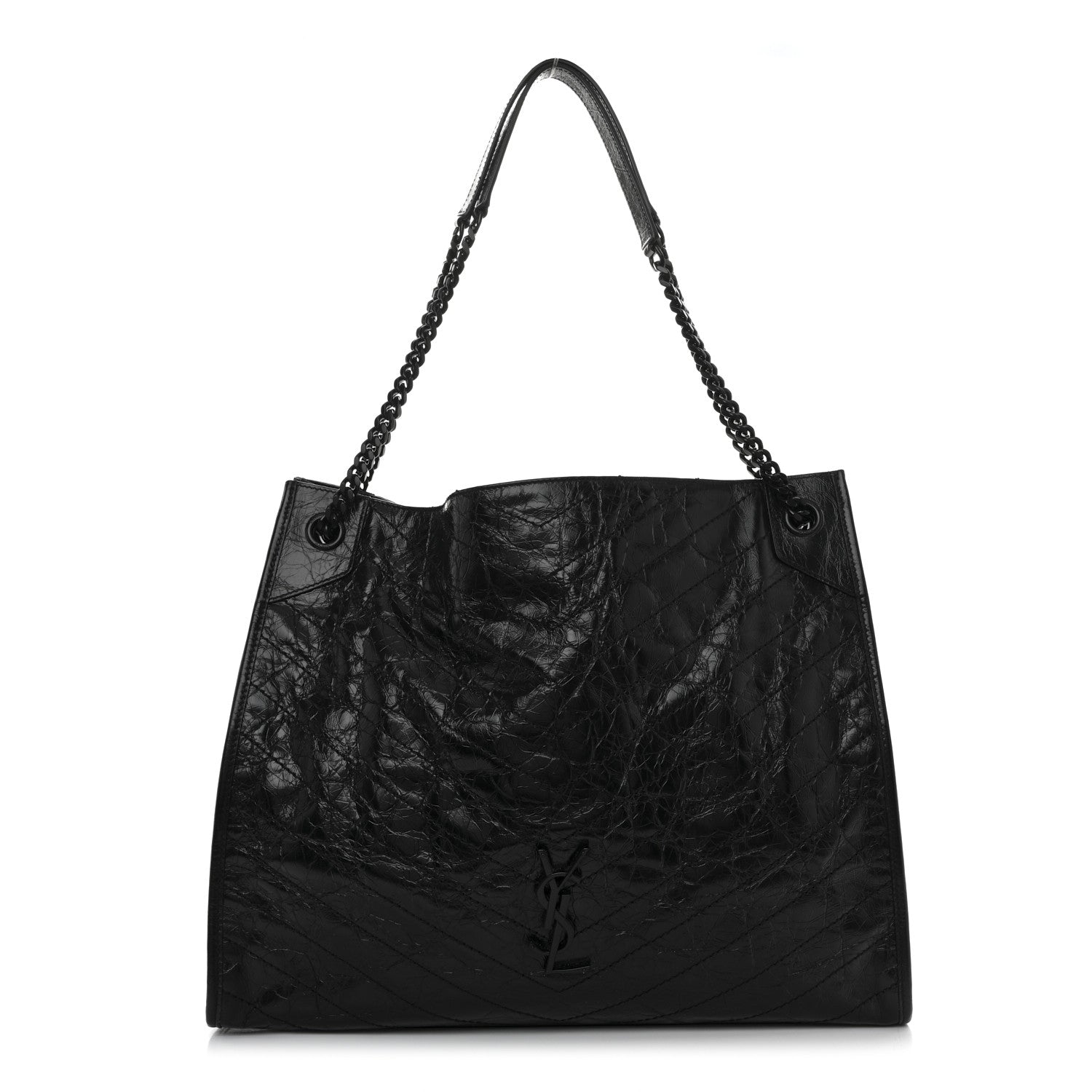 Saint Laurent Crinkled Calfskin Matelasse Monogram Large Niki Shopper Tote Black 1 of 10