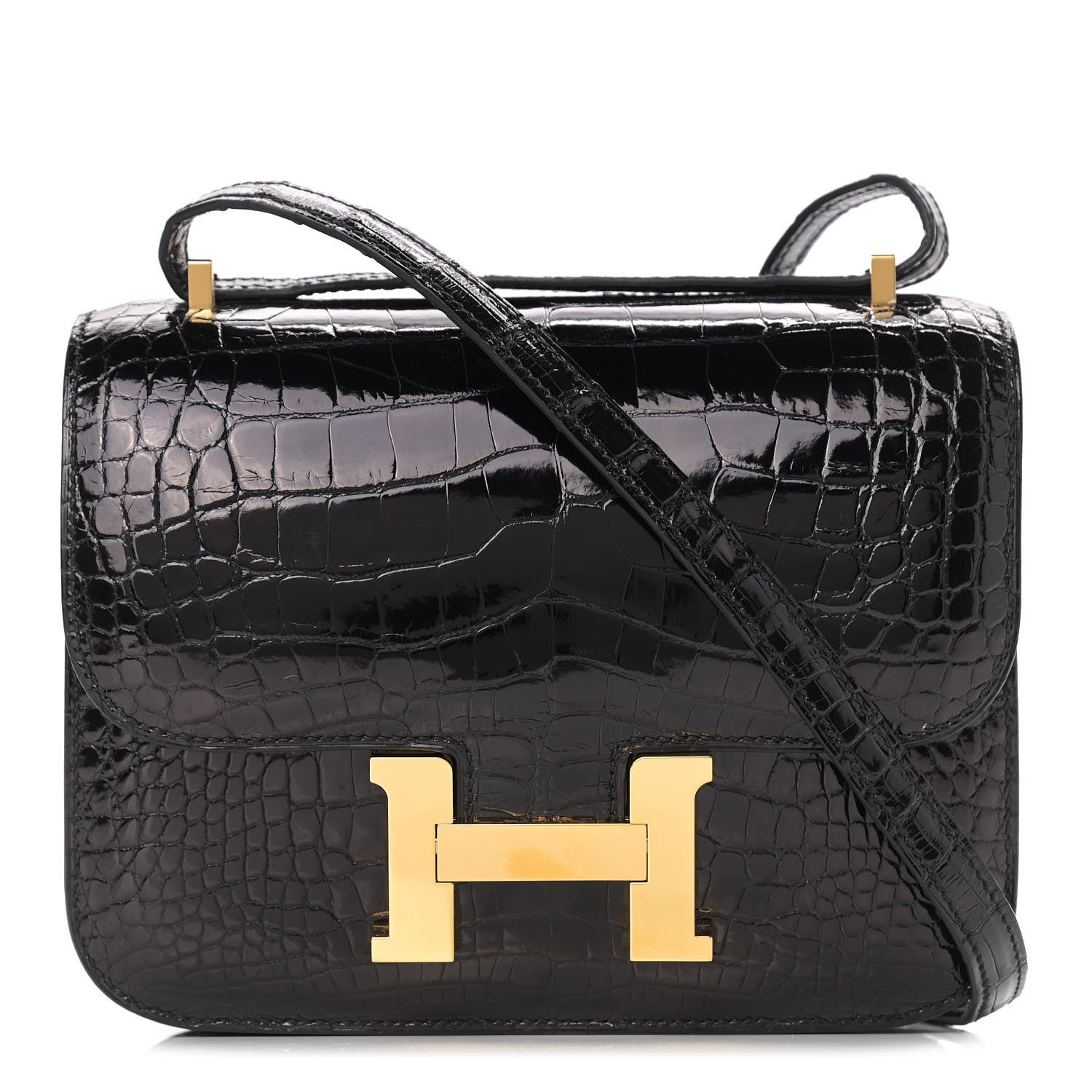Hermes Shiny Alligator Constance 18 Black 1 of 12