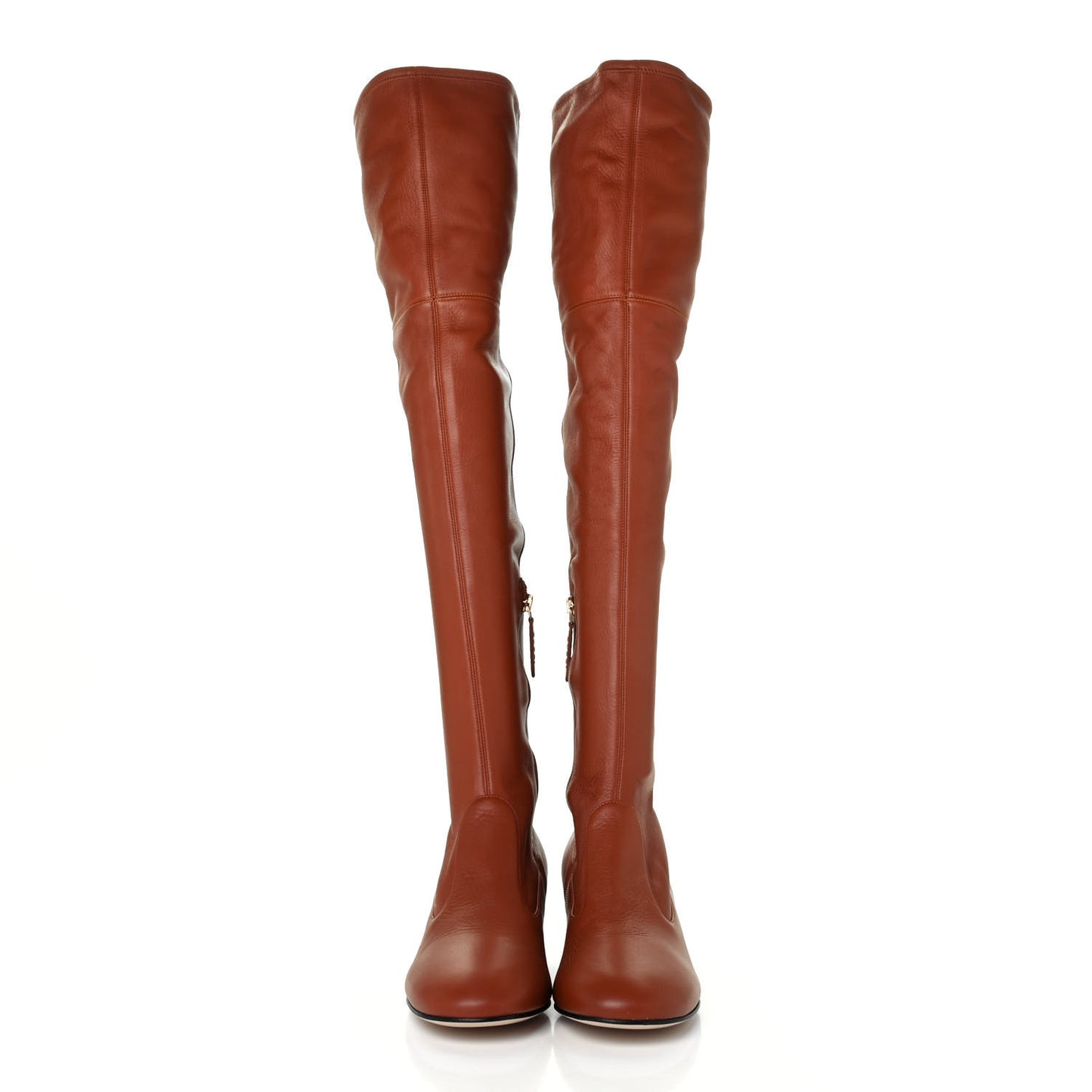 Calfskin Claus Over The Knee Boots 38 Brown