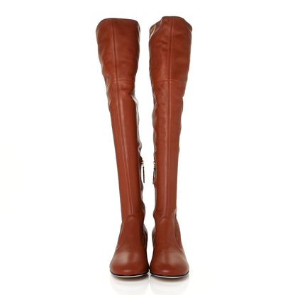 Gucci Calfskin Claus Over The Knee Boots 38 Brown 2 of 4