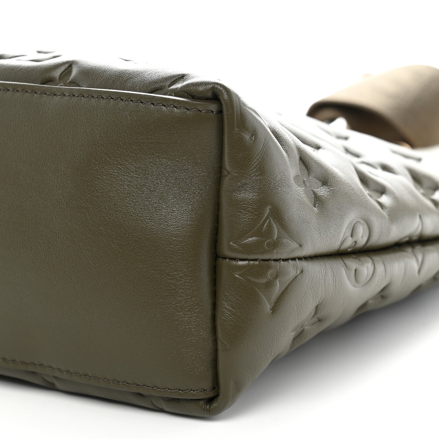 Calfskin Embossed Monogram Coussin Hobo Dark Kaki