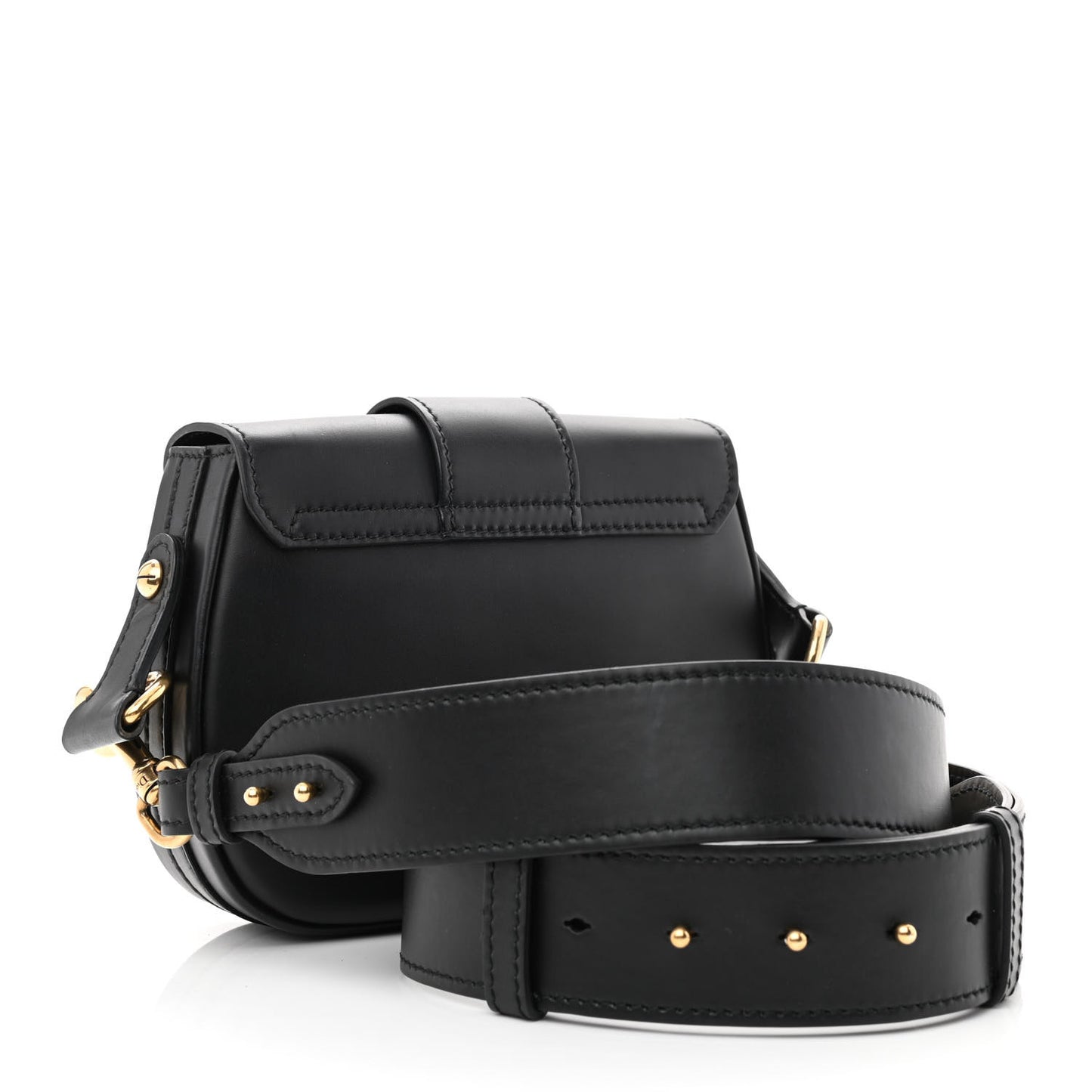 Calfskin D Fence Saddle Bag Black