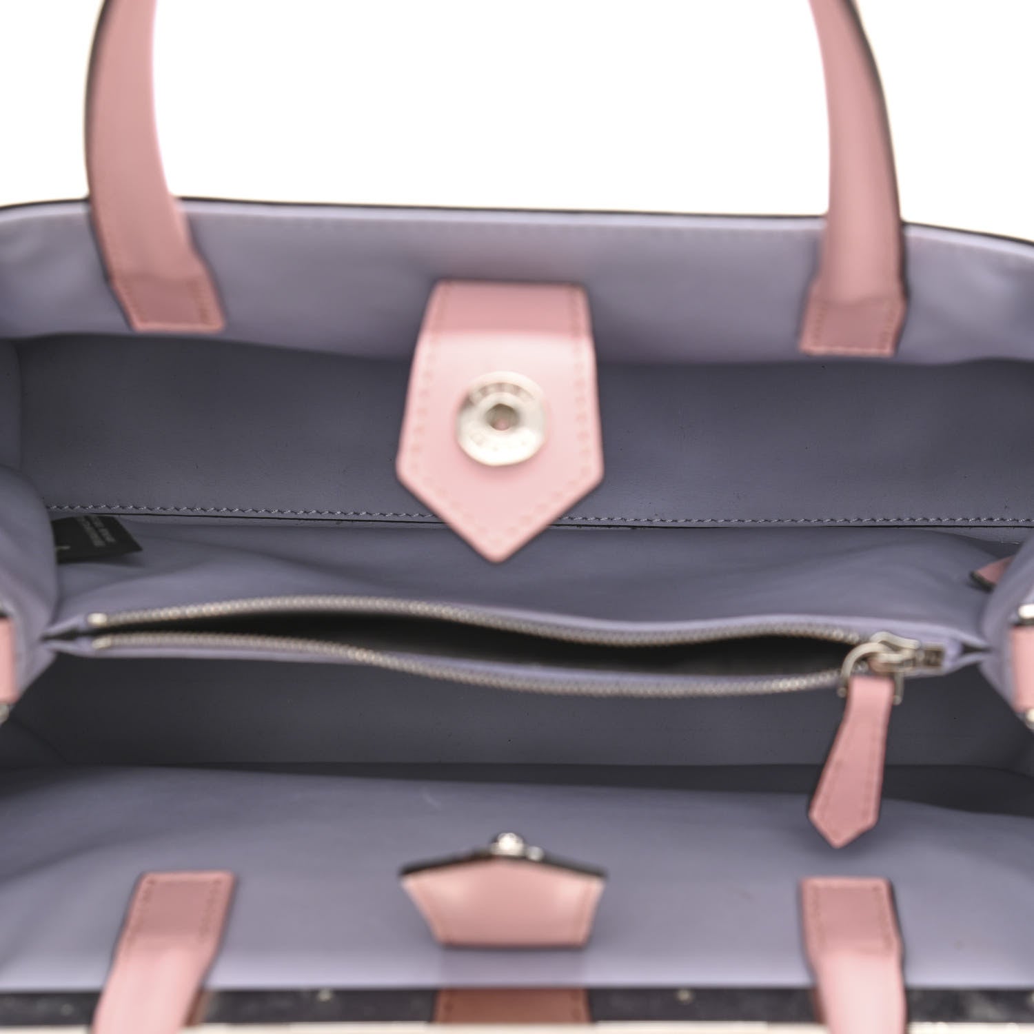 Fendi Vitello Dolce Century Petite 2Jours Tote Bubblegum Lilla Oliva 5 of 12