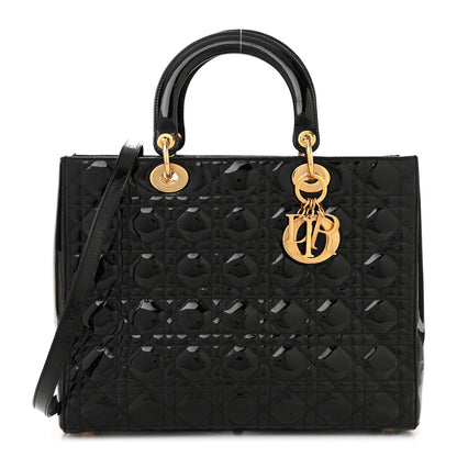 Christian Dior Patent Cannage Large Lady Dior Black 1 of 15