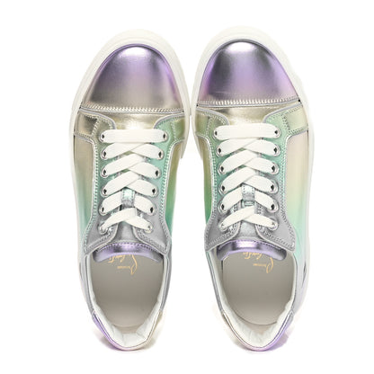 Christian Louboutin Metallic Calfskin Flat Sneakers 37 White Multicolor 2 of 9