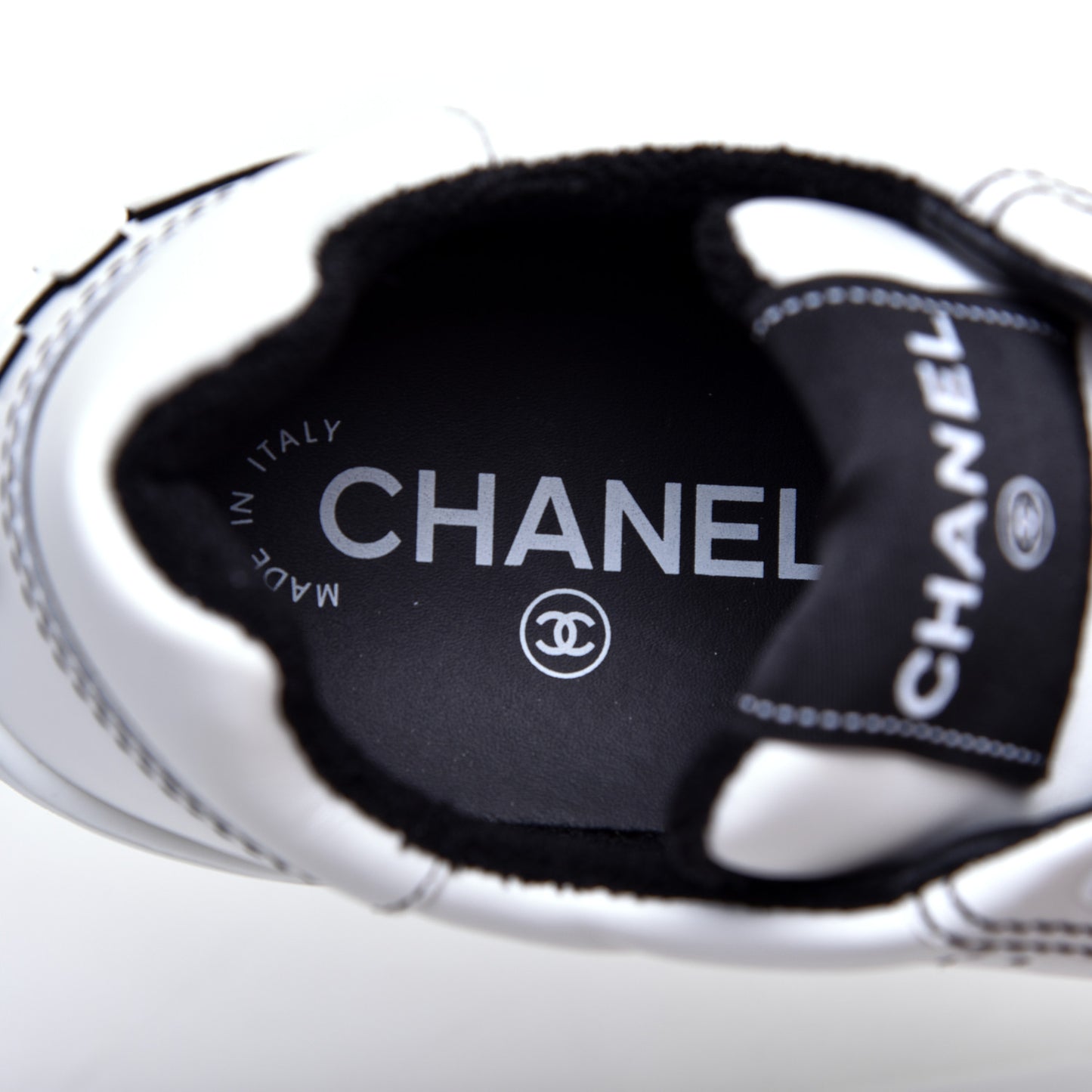 Calfskin Womens Logo Sneakers 36 White Black