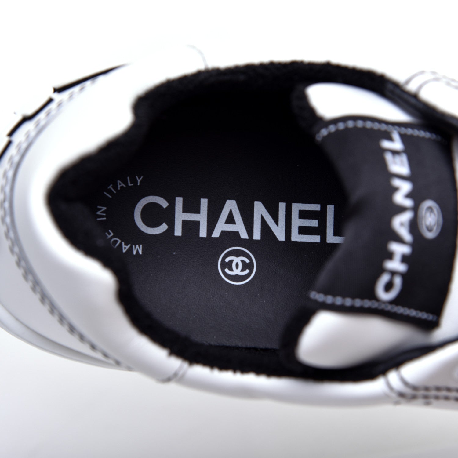 Chanel Calfskin Womens Logo Sneakers 36 White Black 7 of 11