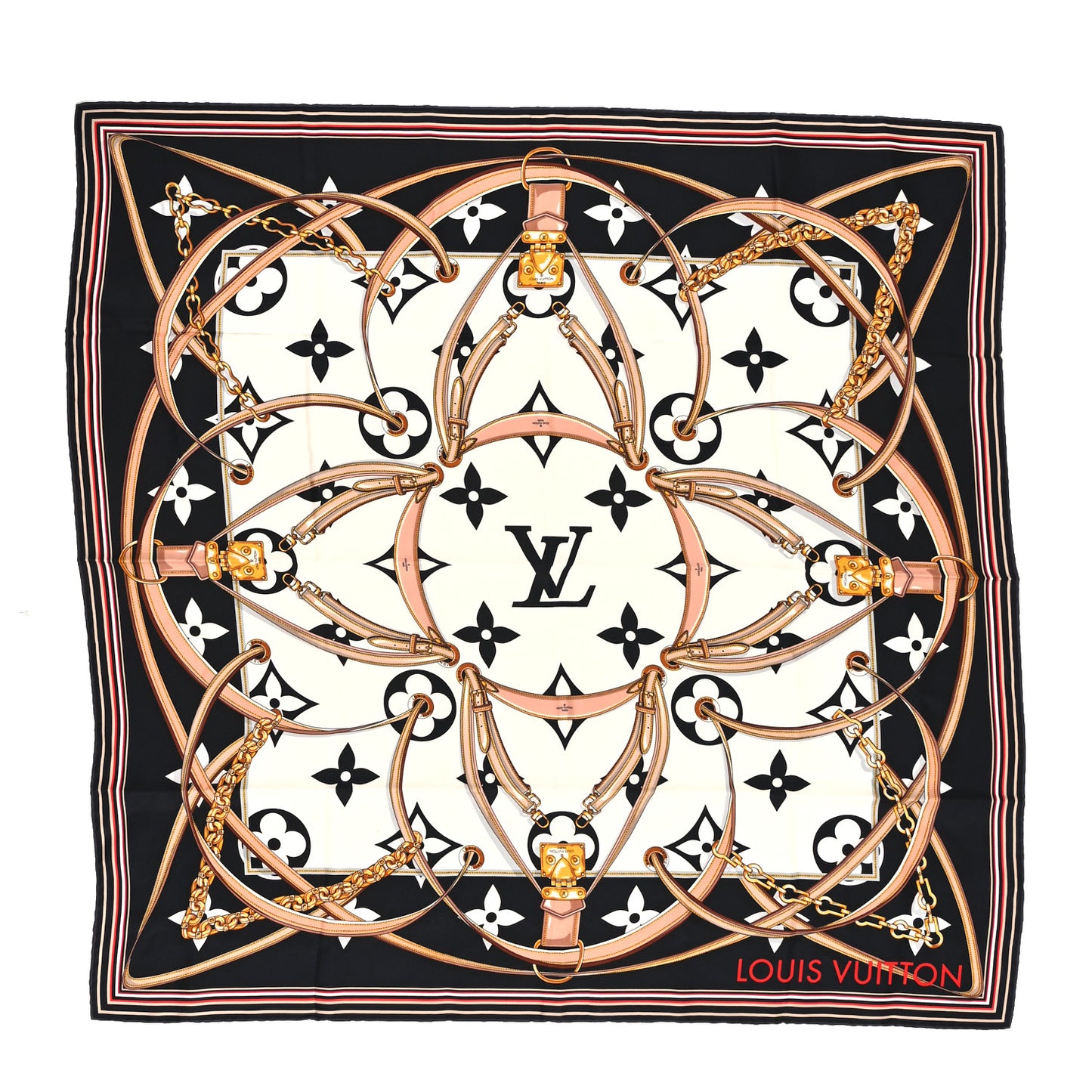 Silk Monogram Ultimate Square 90 Scarf Black