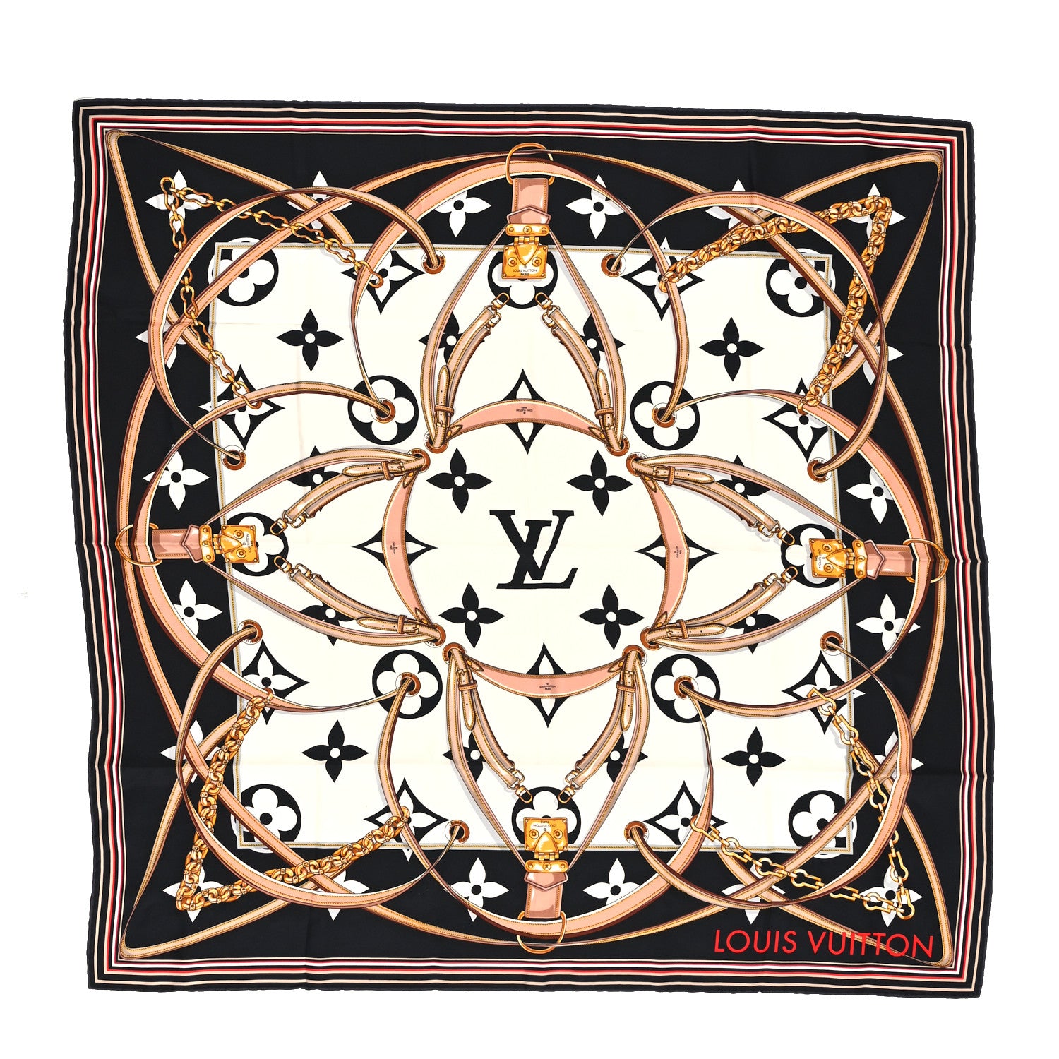 Louis Vuitton Silk Monogram Ultimate Square 90 Scarf Black 1 of 4