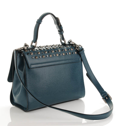 Dolce & Gabbana Calfskin Studded Medium Monica Lock Top Handle Bag Blue 3 of 7
