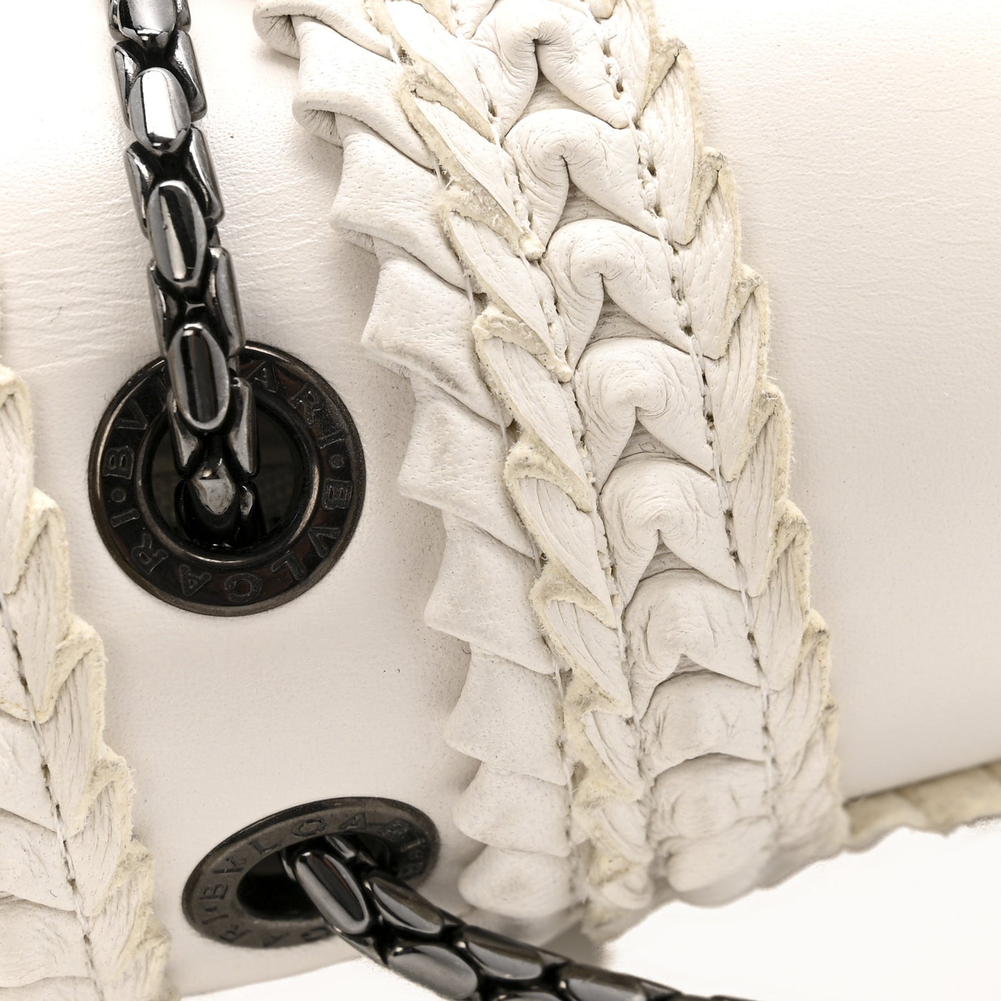 Calfskin Woven Chain Serpenti Forever Crossbody Bag White