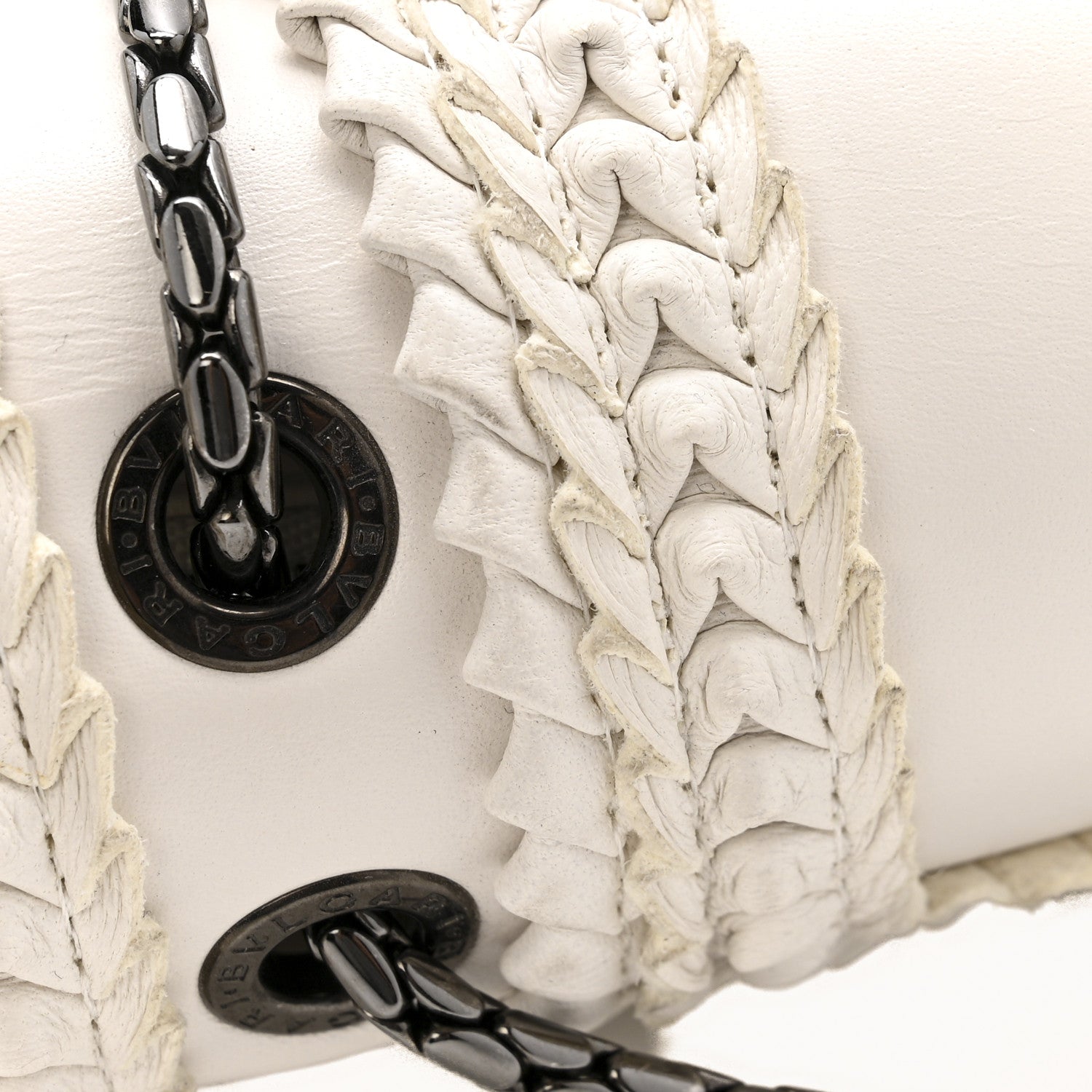 Bulgari Calfskin Woven Chain Serpenti Forever Crossbody Bag White 13 of 15