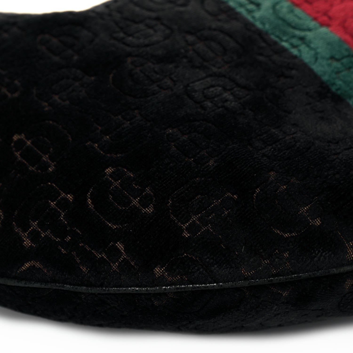 Gucci Velvet Horsebit Embossed Glam Hobo Black 8 of 12