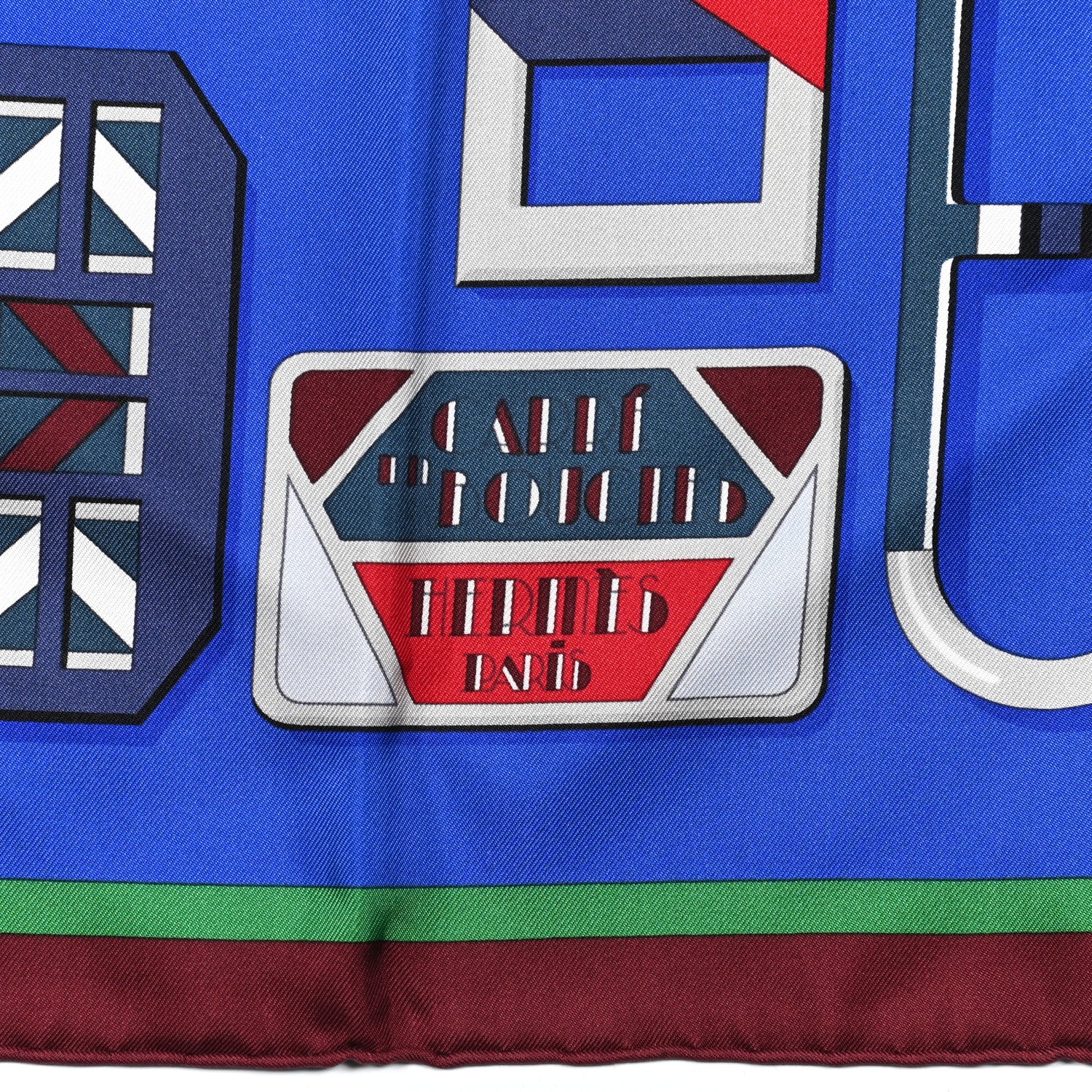 Hermes Silk Carré en Boucles Scarf 90 Bleu Roy Bordeaux Vert 2 of 5