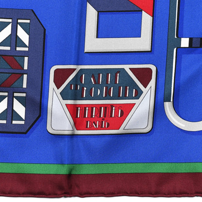 Hermes Silk Carré en Boucles Scarf 90 Bleu Roy Bordeaux Vert 2 of 5