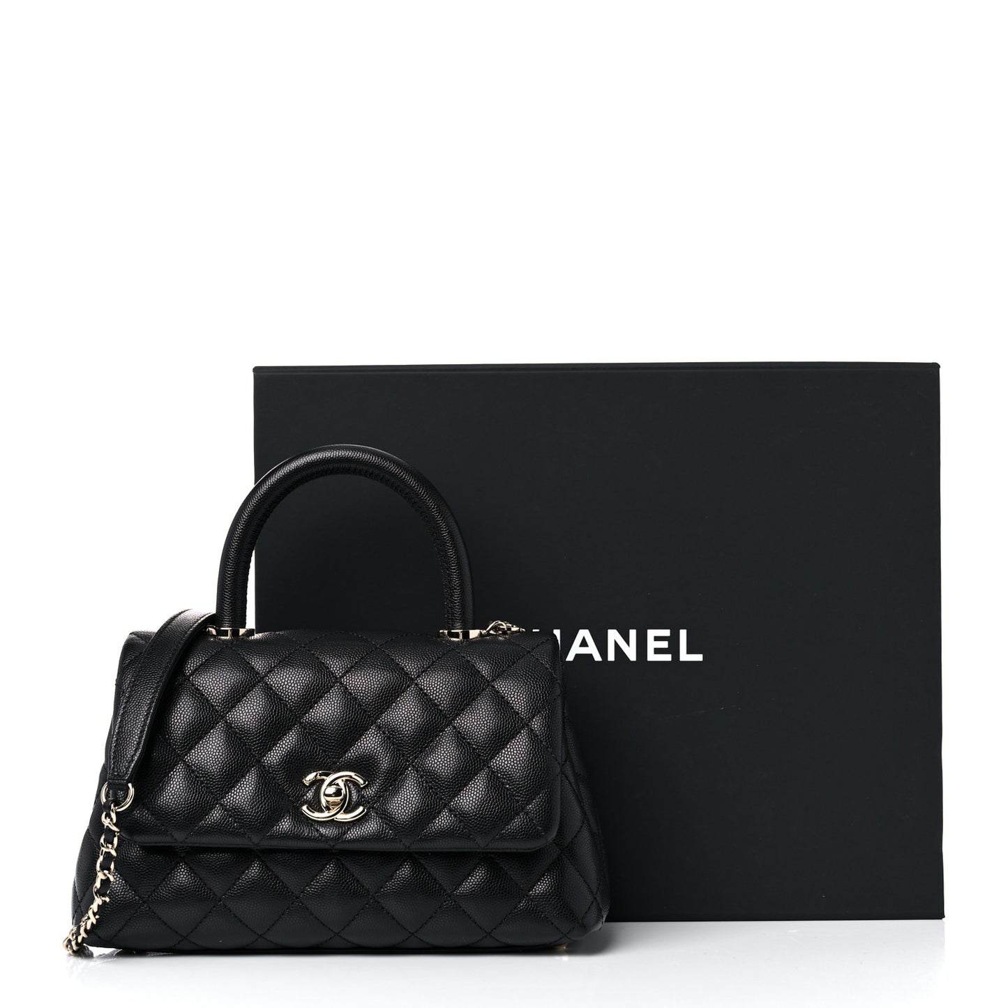 Caviar Quilted Mini Coco Handle Flap Black