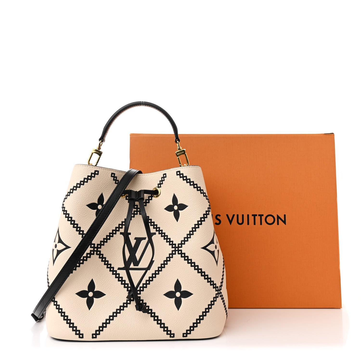 Louis Vuitton Empreinte Monogram Giant Broderies Neonoe MM Cream Black 14 of 14