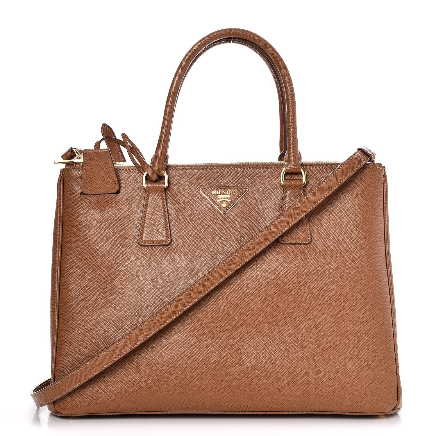 Prada Saffiano Medium Galleria Double Zip Tote Caramel 1 of 10