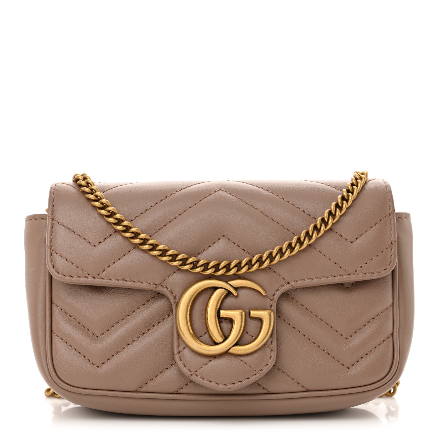 Gucci Calfskin Matelasse Super Mini GG Marmont Shoulder Bag Porcelain Rose 1 of 11