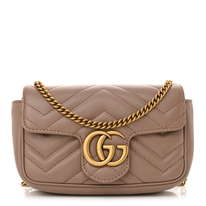 Gucci Calfskin Matelasse Super Mini GG Marmont Shoulder Bag Porcelain Rose 1 of 11