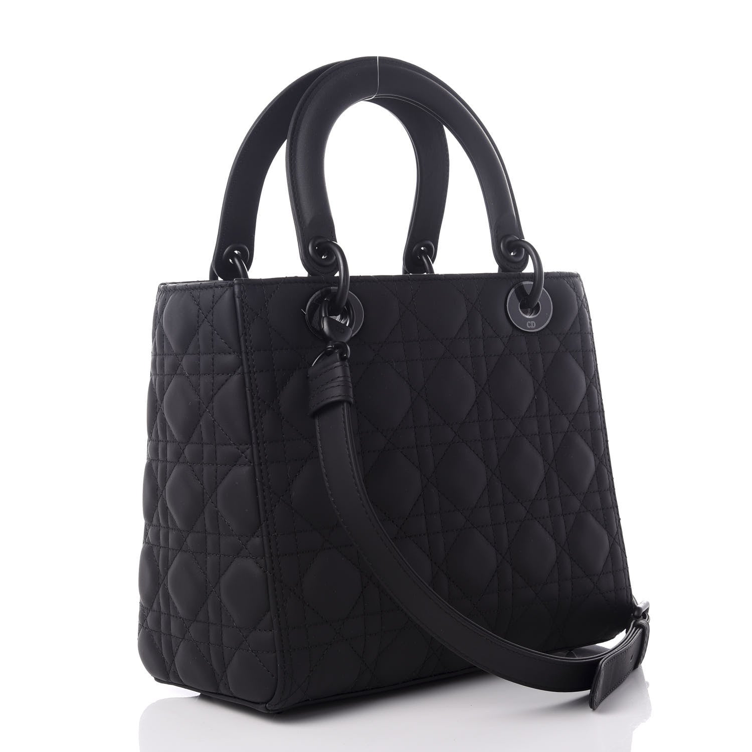 Christian Dior Ultra Matte Calfskin Cannage Medium Lady Dior Black 2 of 8