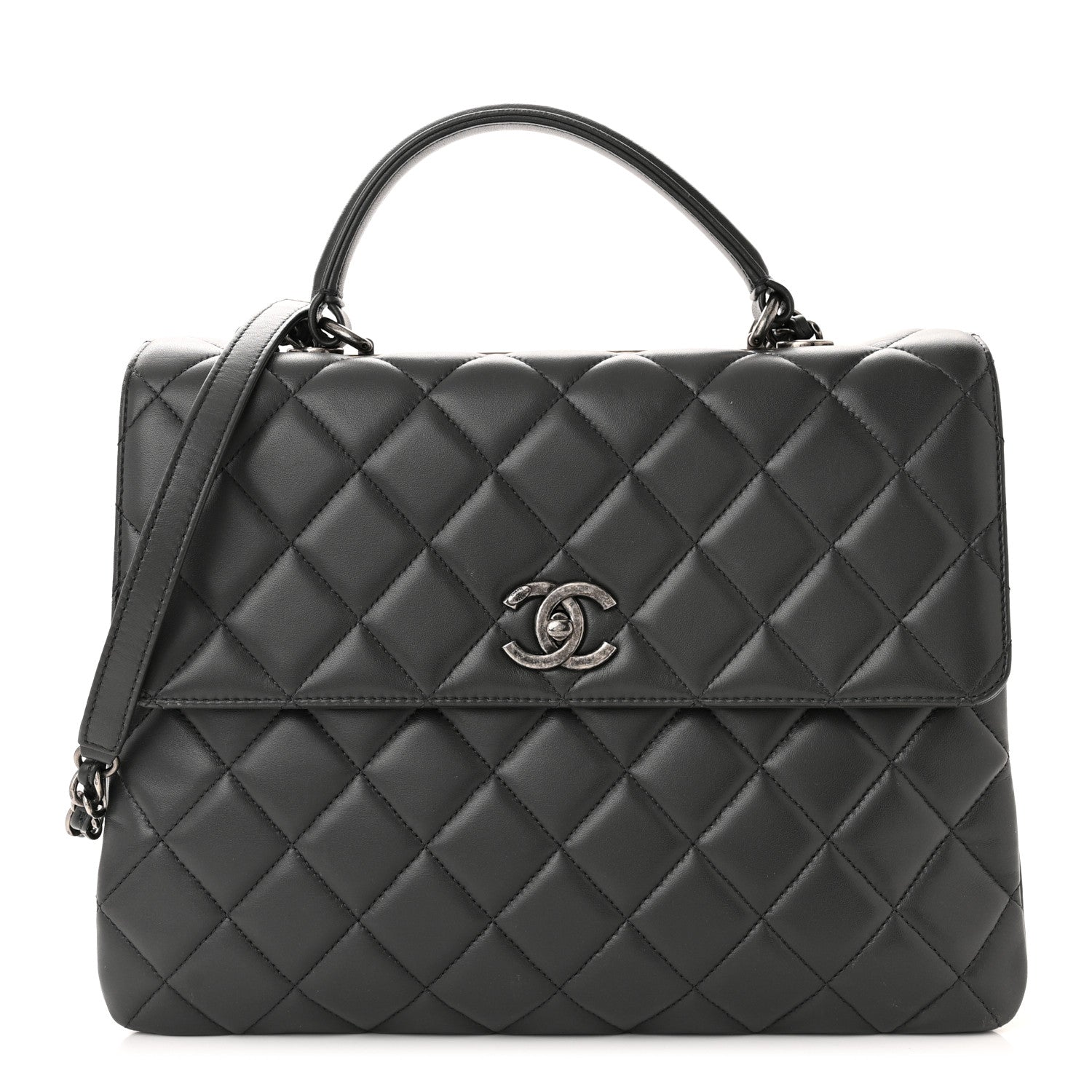 Chanel Lambskin Quilted Large Trendy CC Dual Handle Flap Bag Dark Grey 1 of 15