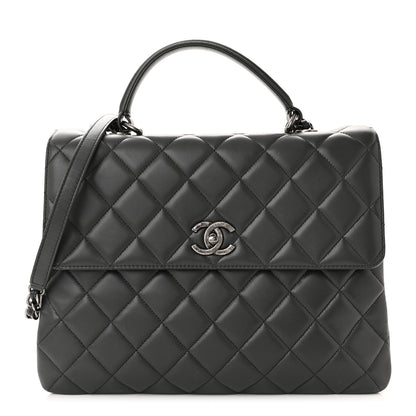 Chanel Lambskin Quilted Large Trendy CC Dual Handle Flap Bag Dark Grey 1 of 15