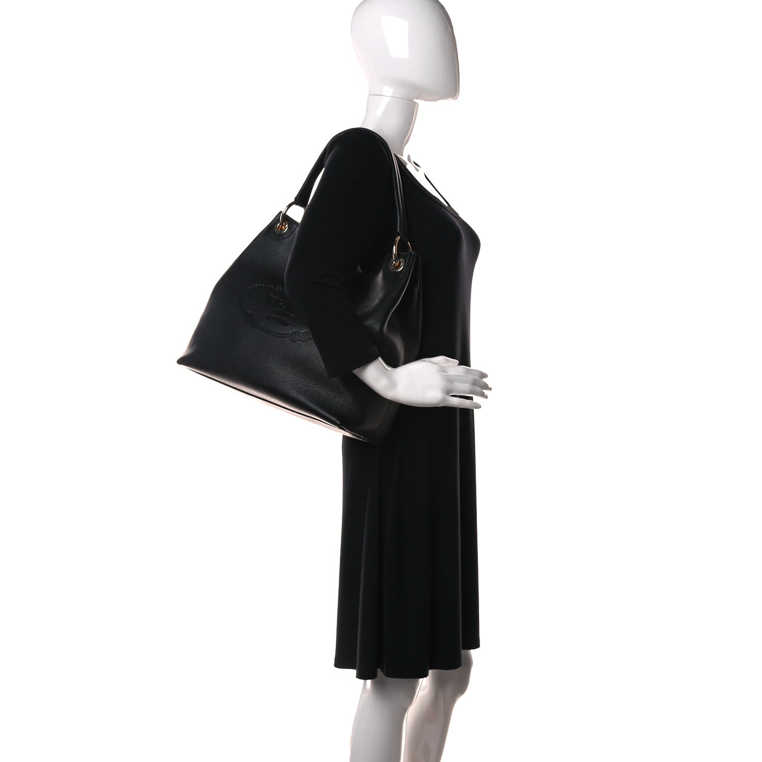 Prada Vitello Phenix Embossed Logo Hobo Black 2 of 9