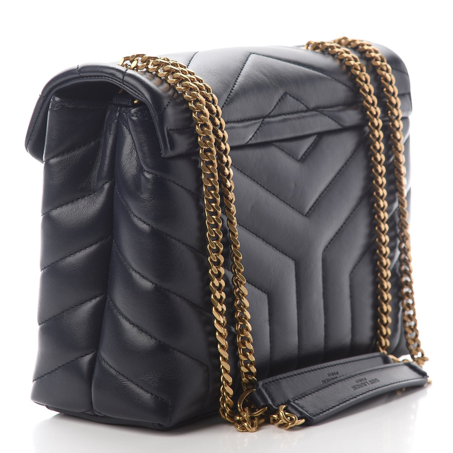 Calfskin Y Calfskin Monogram Small Loulou Chain Satchel Navy