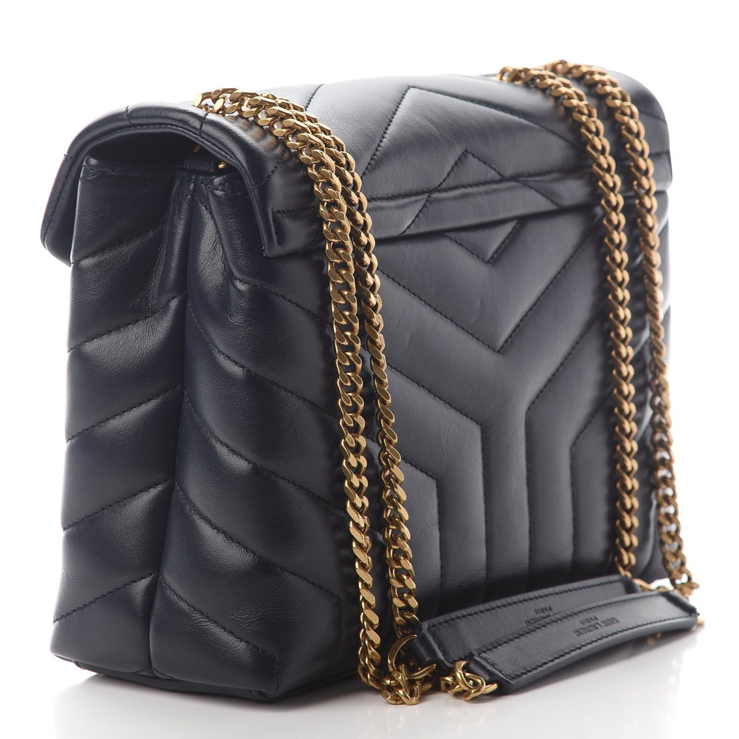 Saint Laurent Calfskin Y Calfskin Monogram Small Loulou Chain Satchel Navy 2 of 7
