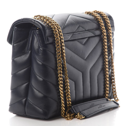 Saint Laurent Calfskin Y Calfskin Monogram Small Loulou Chain Satchel Navy 2 of 7