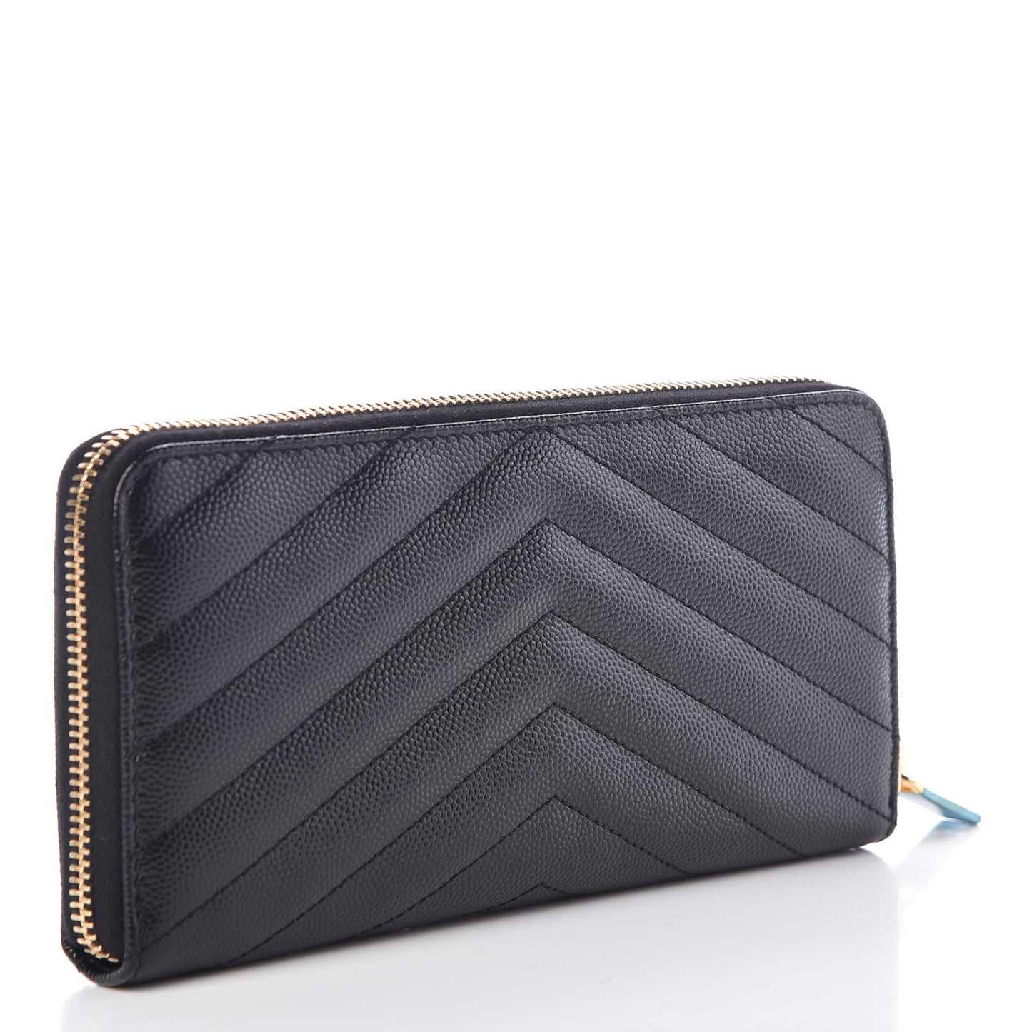 Grain De Poudre Matelasse Chevron Monogram Zip Around Wallet Black