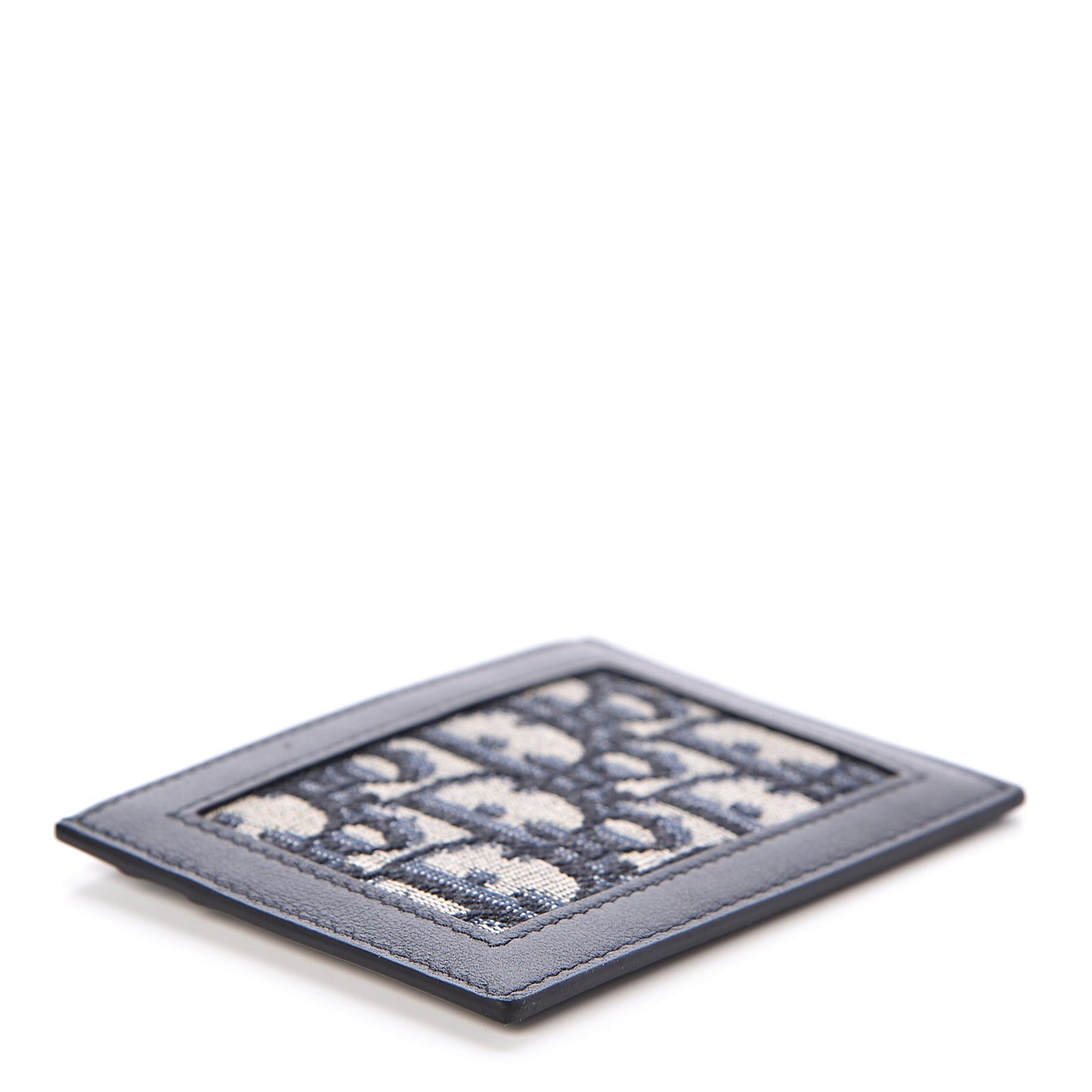 Calfskin Oblique Card Holder Blue