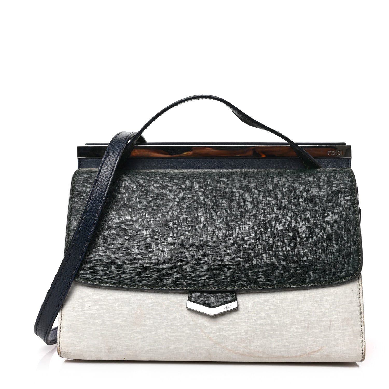 Fendi Vitello Elite Flamingo Colorblock Mini Demi Jour Shoulder Bag White Multicolor 1 of 11