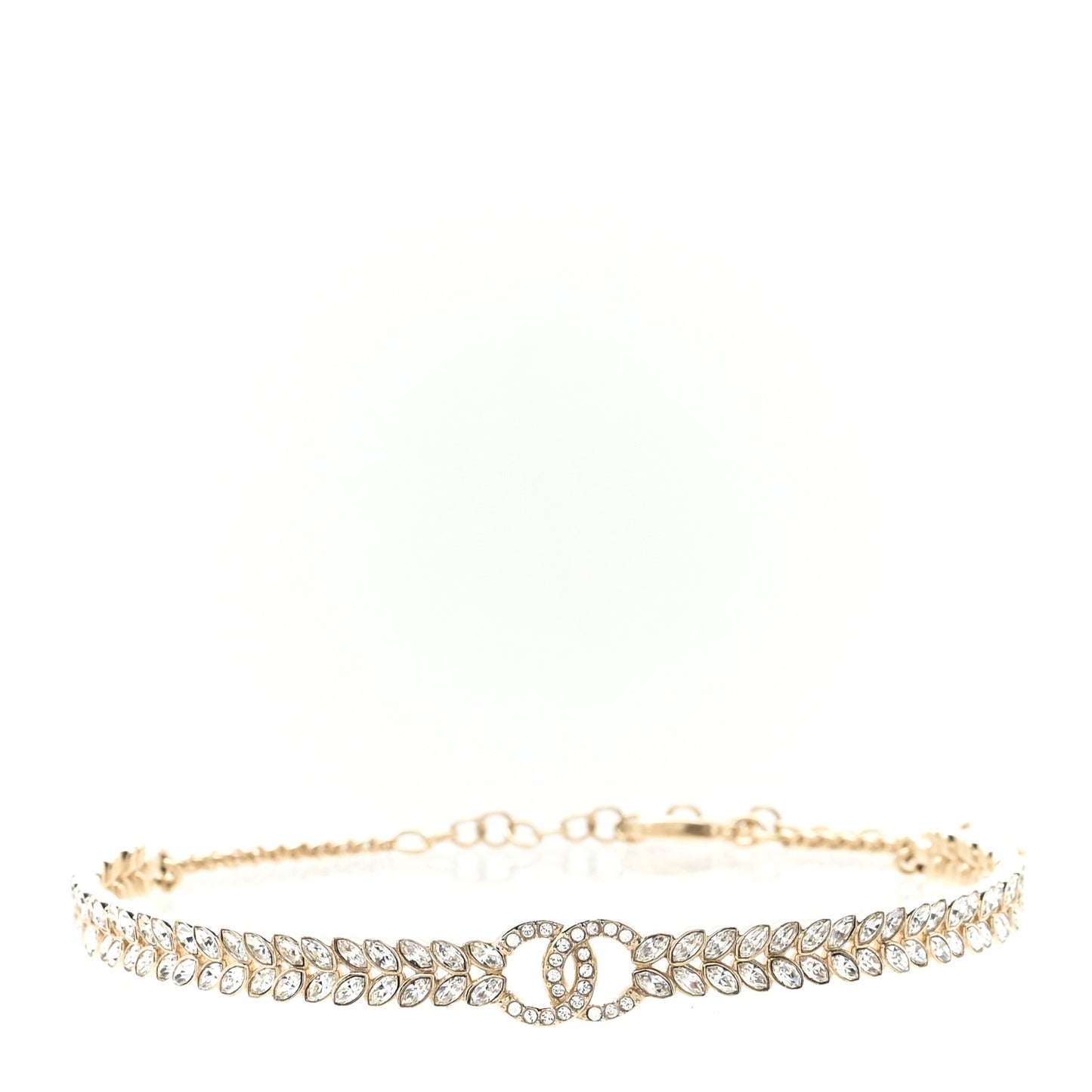 Crystal Sparkling Wheat CC Choker Necklace Gold