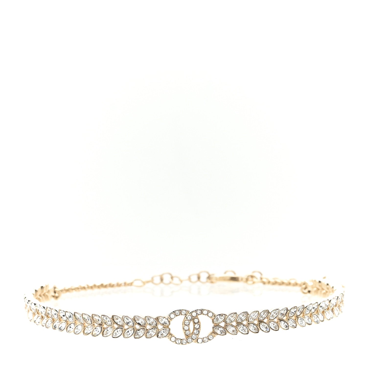 Chanel Crystal Sparkling Wheat CC Choker Necklace Gold 1 of 4
