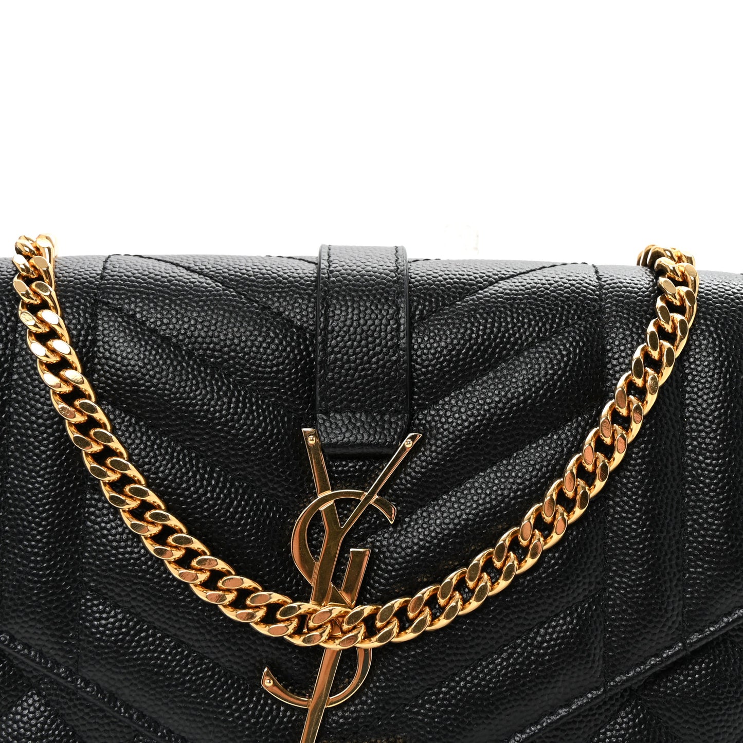Grain De Poudre Mixed Matelasse Triquilt Monogram Chain Wallet Black