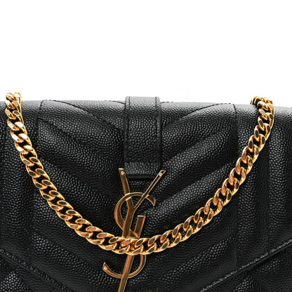 Saint Laurent Grain De Poudre Mixed Matelasse Triquilt Monogram Chain Wallet Black 7 of 9