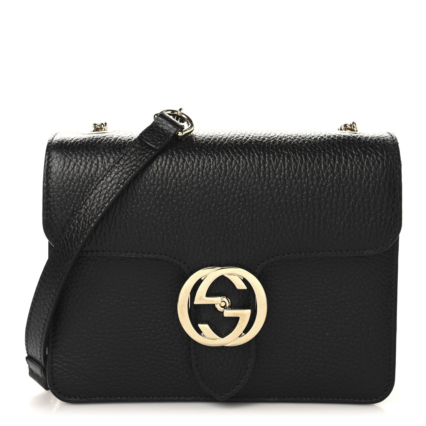 Dollar Calfskin Small Interlocking G Shoulder Bag Black