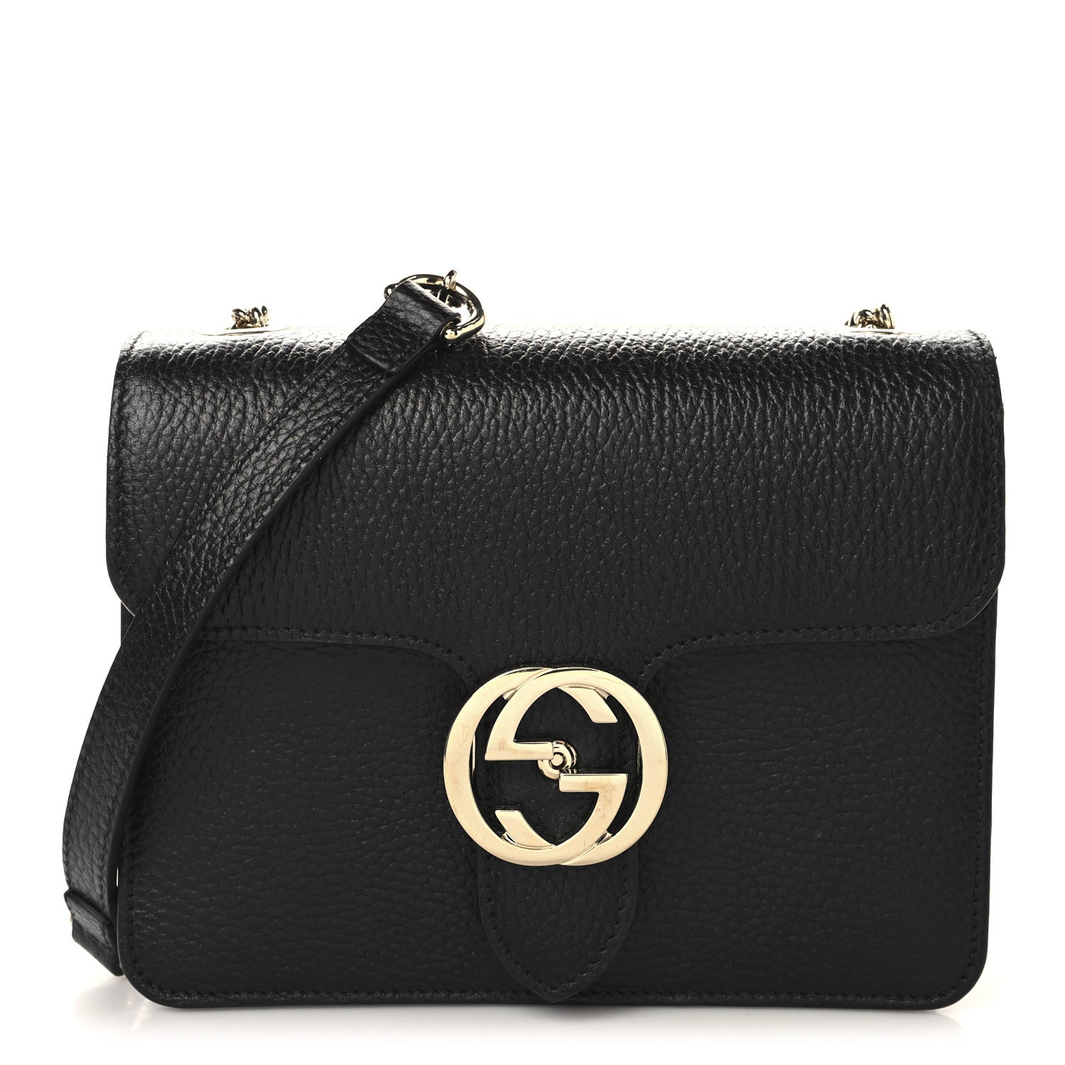Gucci Dollar Calfskin Small Interlocking G Shoulder Bag Black 1 of 11