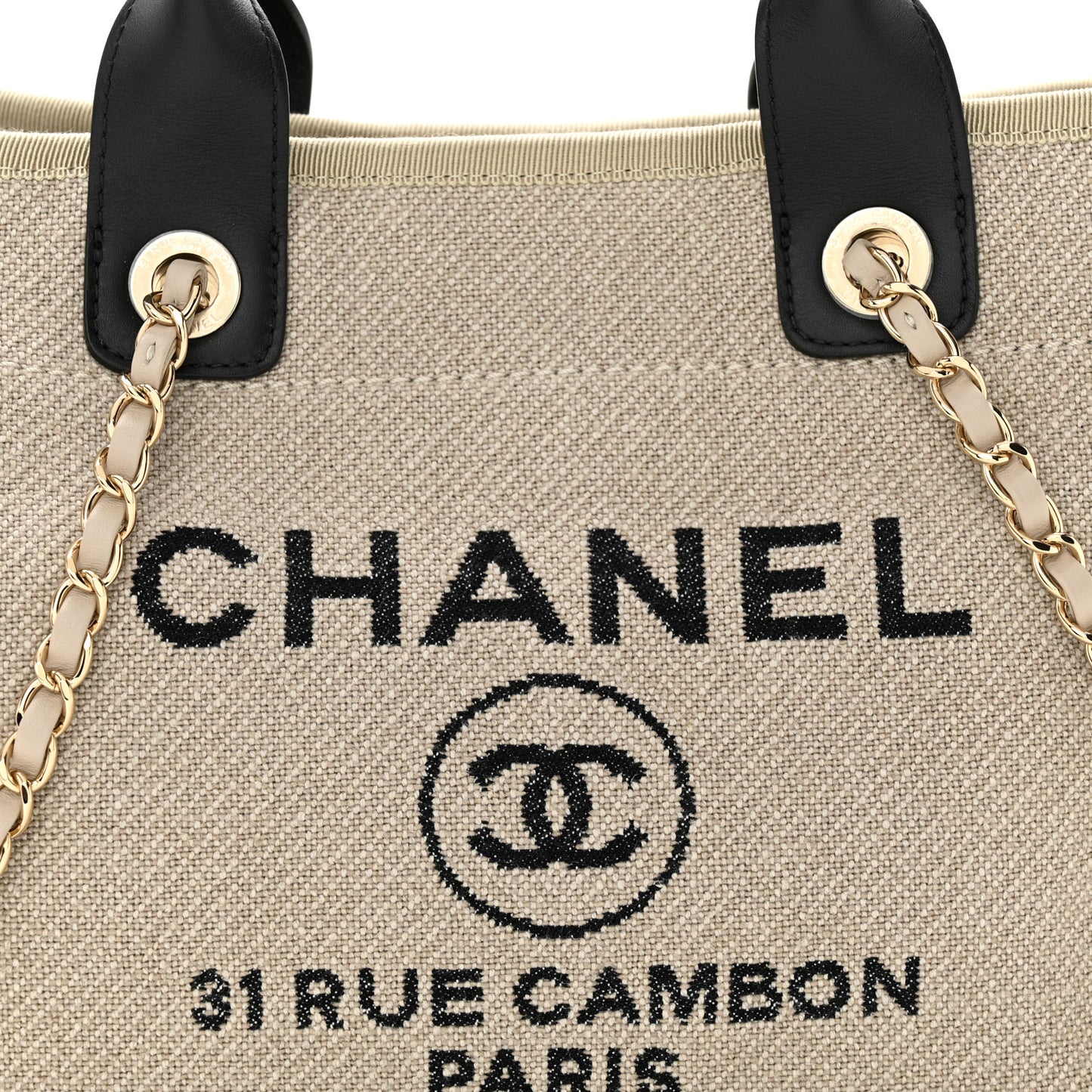 Mixed Fibers Small Deauville Tote Beige Black