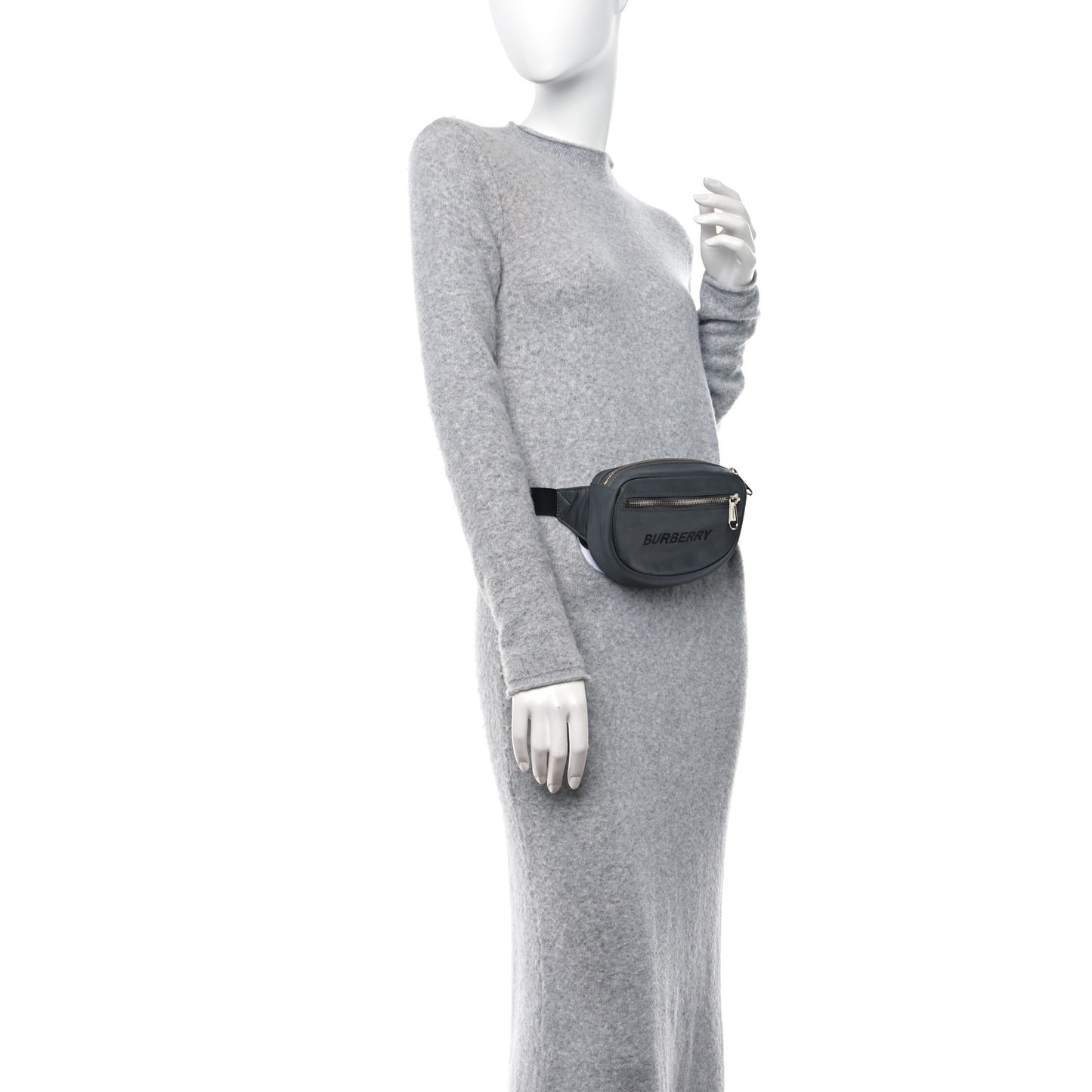 Econyl Logo Print Small Cannon Bum Bag Charcoal Grey