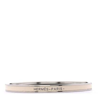 Hermes Enamel Printed Extra Narrow Uni Bracelet 65 Creme 1 of 5