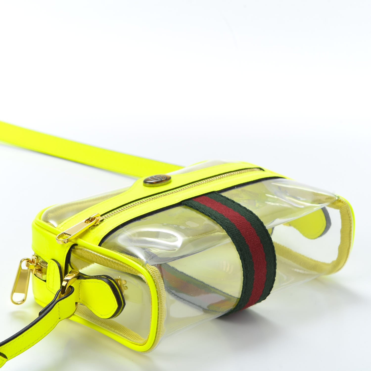 Gucci Vinyl Web Mini Ophidia Transparent Shoulder Bag Yellow Fluo 3 of 9