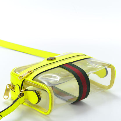 Gucci Vinyl Web Mini Ophidia Transparent Shoulder Bag Yellow Fluo 3 of 9