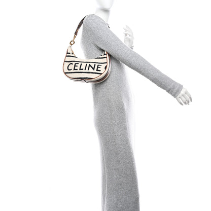 Celine Textile Medium Ava Shoulder Bag White Black 2 of 11